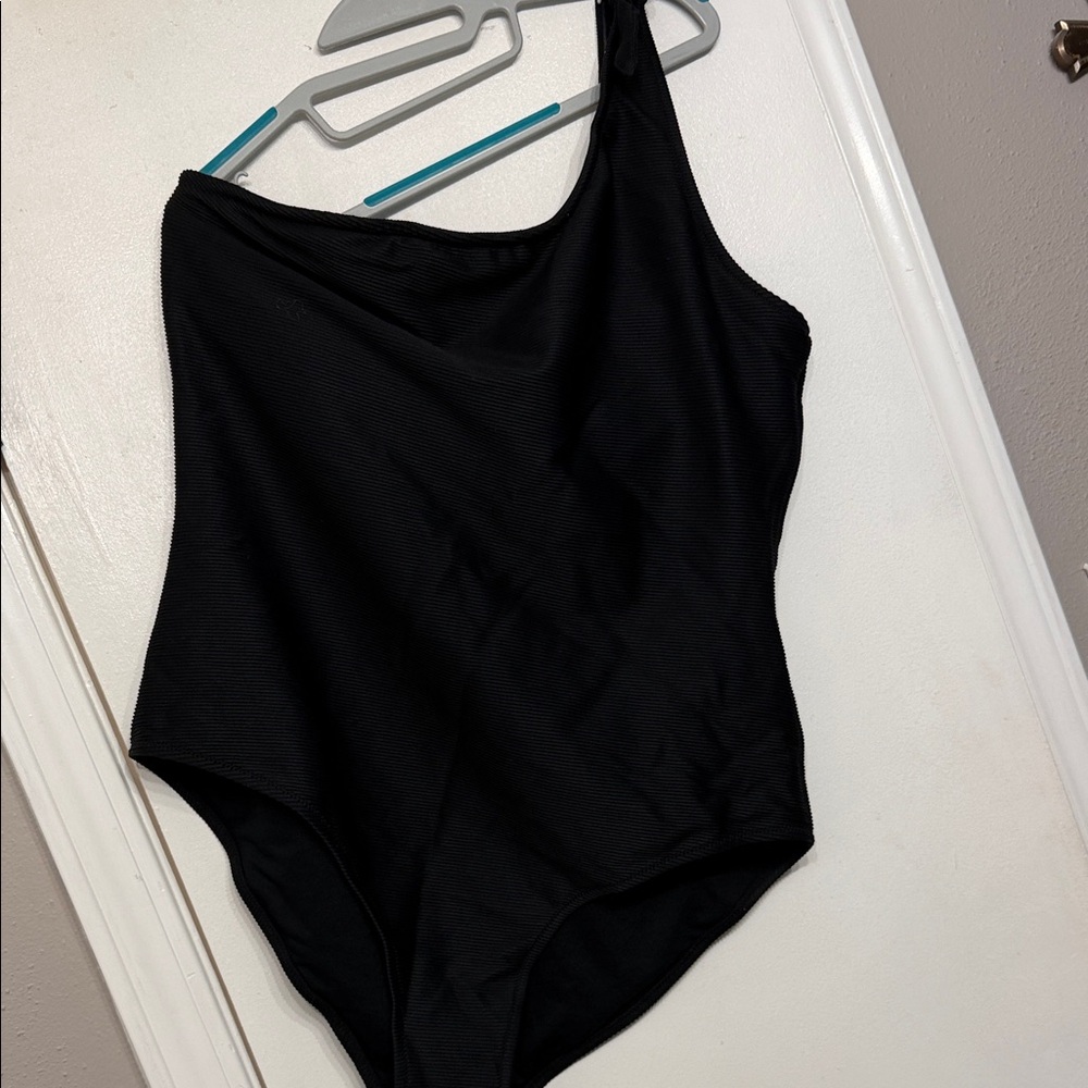 Old Navy Black One-Shoulder Swim One Piece